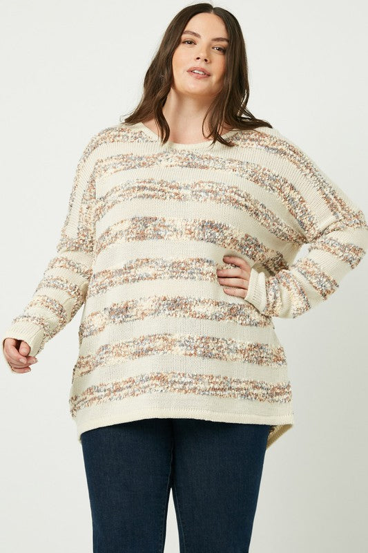 Popcorn Stripe Knit Sweater