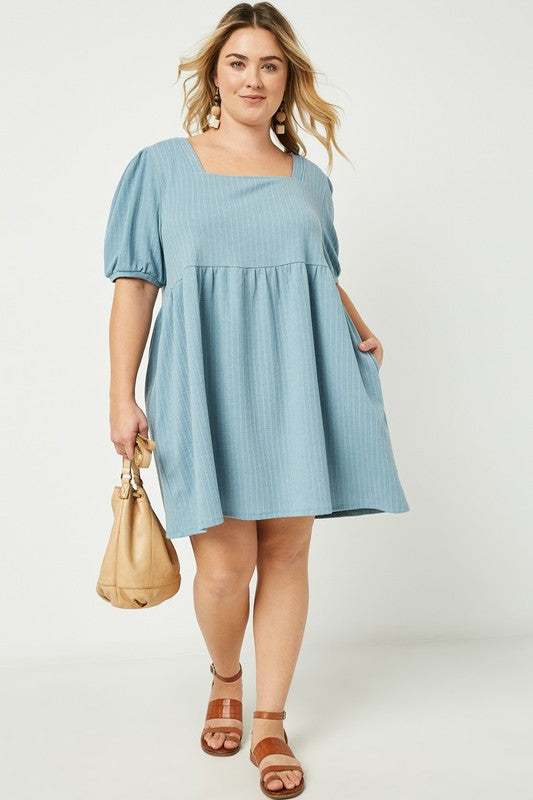 Textured Rib Knit Tunic Dress