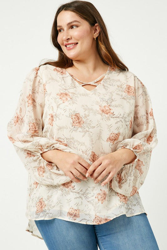 Strappy Balloon Sleeve Top