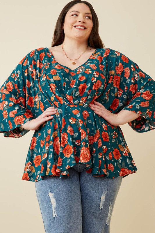 Floral Dolman Peplum Top