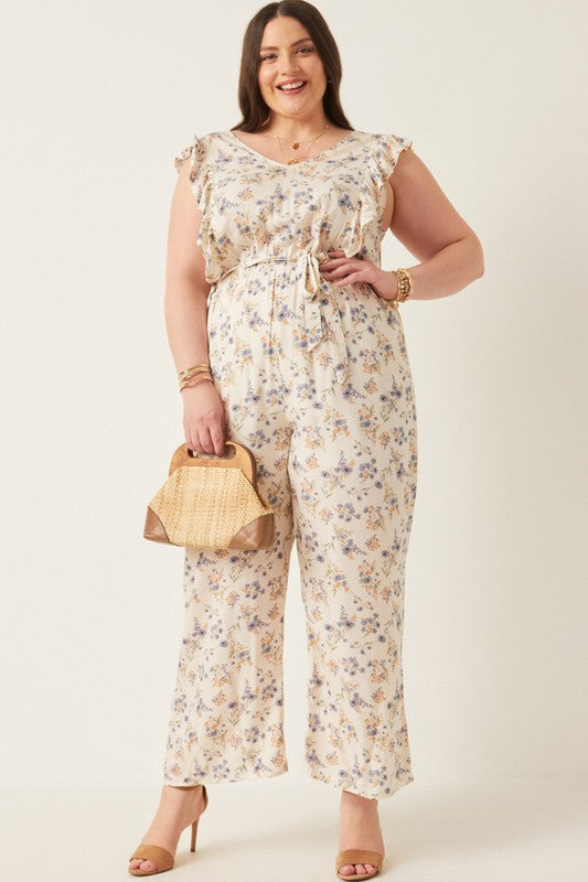 Antique Floral Ruffle Jumpsuit