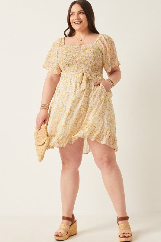 Tulip Sleeve Belted Dress