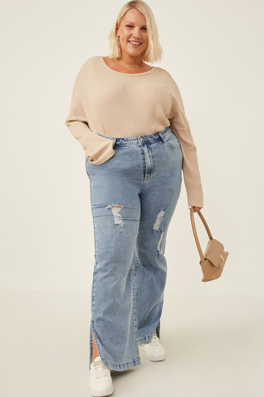 Distressed Bootcut Jeans