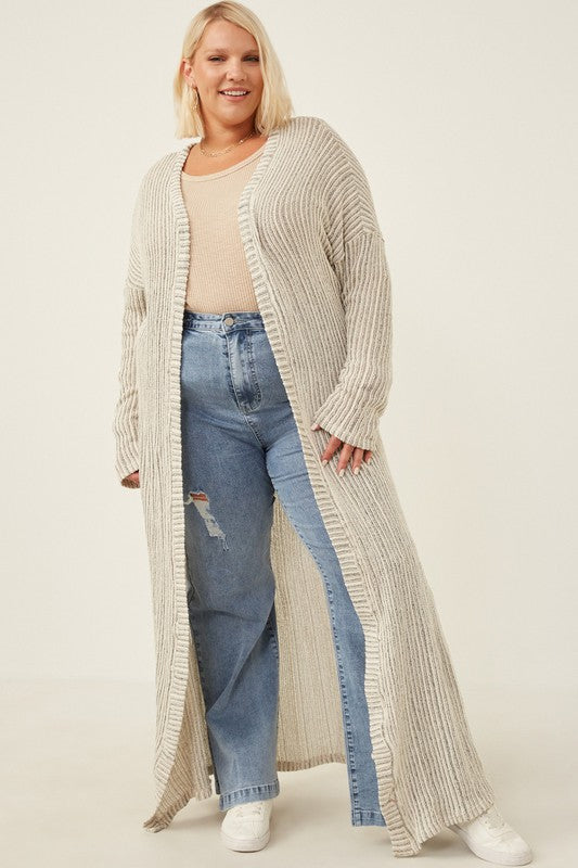 Loose Knit Side Slit Duster