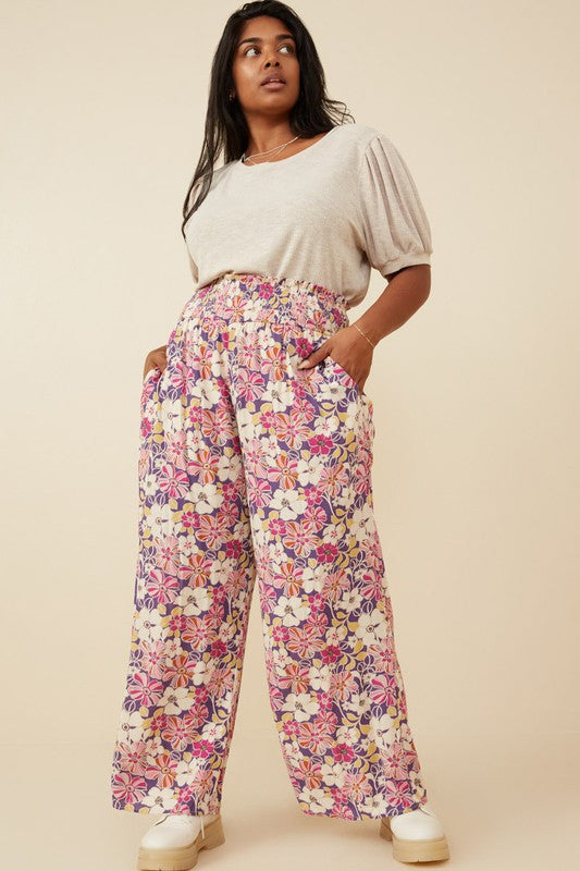 Floral Print Wide Leg Pants