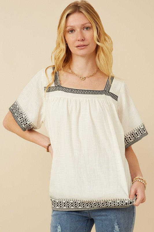 Cotton Embroidered Square Top