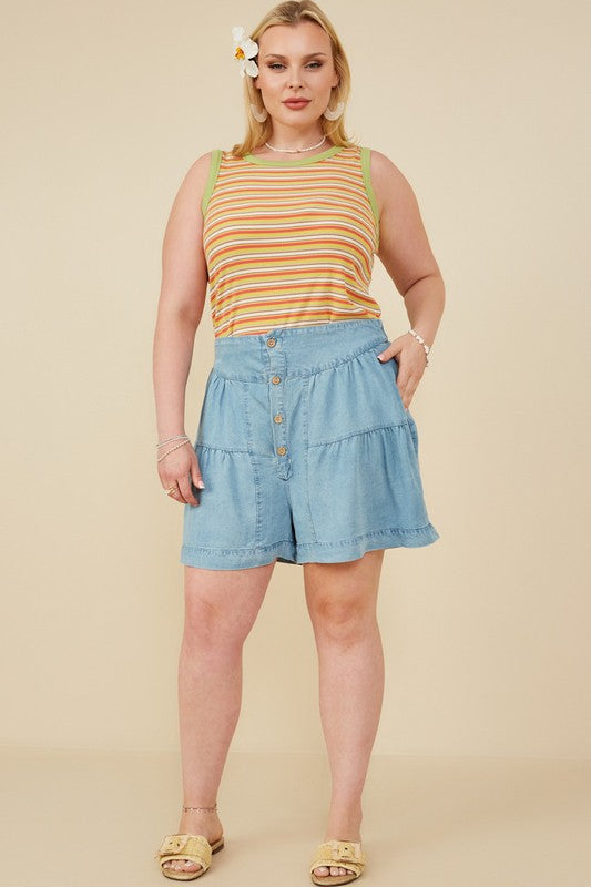 Tiered Wide Tencel Shorts