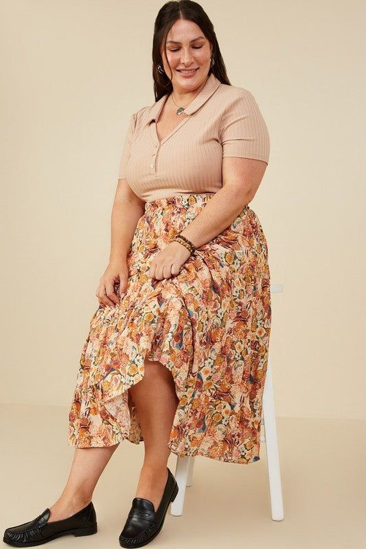 Bohemian Floral Tiered Skirt