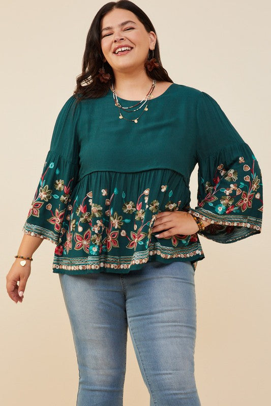 Embroidered Baby Doll Top