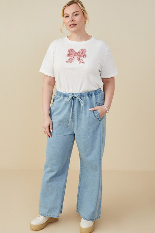 Drawstring Waist Denim Pants