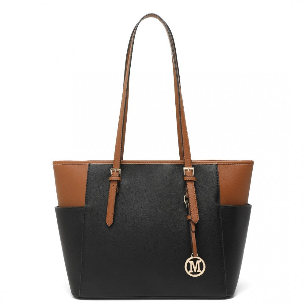FAUX LEATHER TOTE BAG
