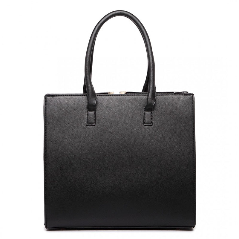 SPLIT FRONT TOTE HANDBAG BLACK/MOCHA-SOLD-SOLD-Daring Diva Australia