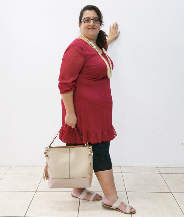 Z-Dark Red V-Neck Lace Trim Dress-SOLD-SOLD-Daring Diva Australia