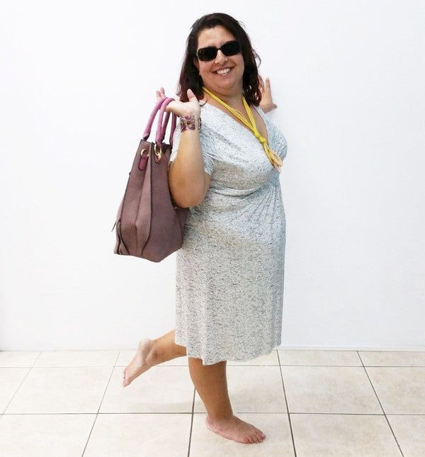 Z-Marl Shirred Crossover Jersey Dress Grey-SOLD-SOLD-Daring Diva Australia