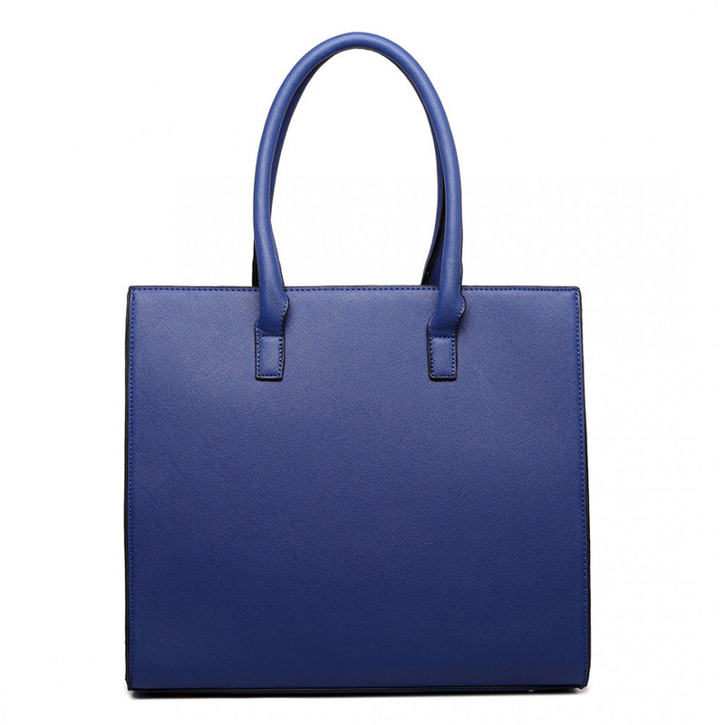 SPLIT FRONT TOTE HANDBAG NAVY/WHITE-SOLD-SOLD-Daring Diva Australia