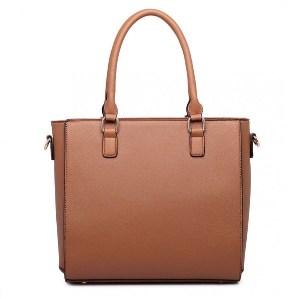 Z-SPLIT FRONT TOTE BAG BROWN/TAN-SOLD-SOLD-Daring Diva Australia
