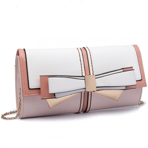 Z-BOW CLUTCH CHAIN SHOULDER BAG PINK-SOLD-SOLD-Daring Diva Australia