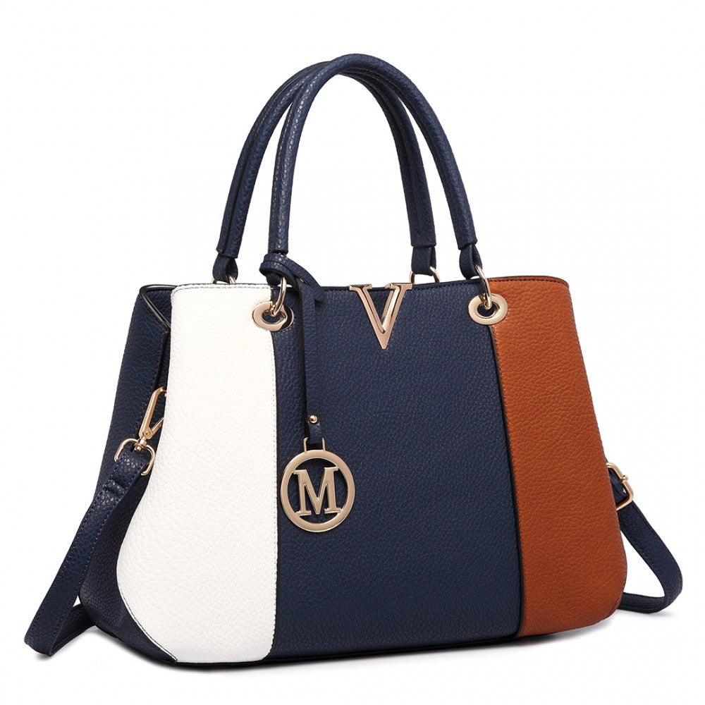 COLOUR BLOCK PANEL SHOULDER BAG BROWN-SOLD-SOLD-Daring Diva Australia