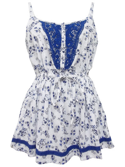 Z-Floral Print Crochet Neckline Top-SOLD-SOLD-Daring Diva Australia