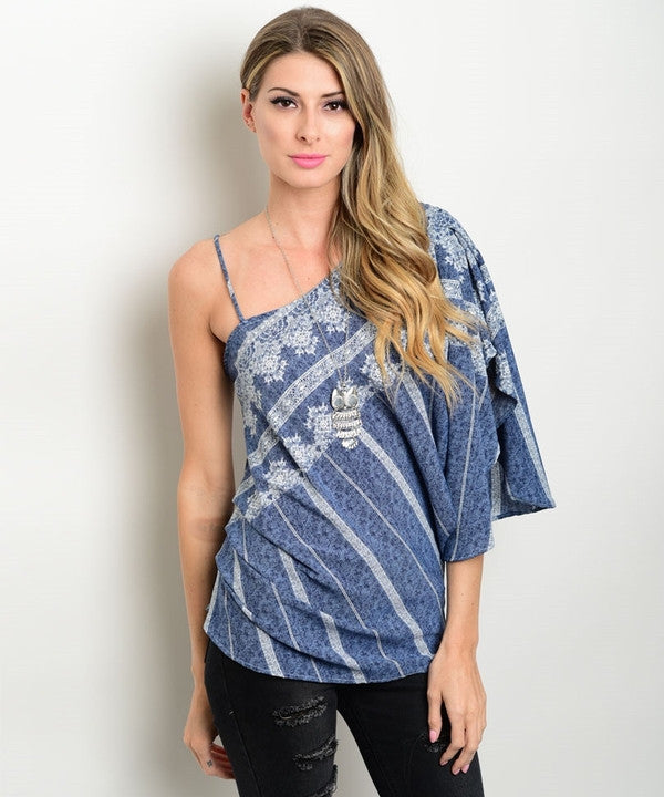 Z-SNOWFLAKE ONE SHOULDER TOP-SOLD-SOLD-Daring Diva Australia