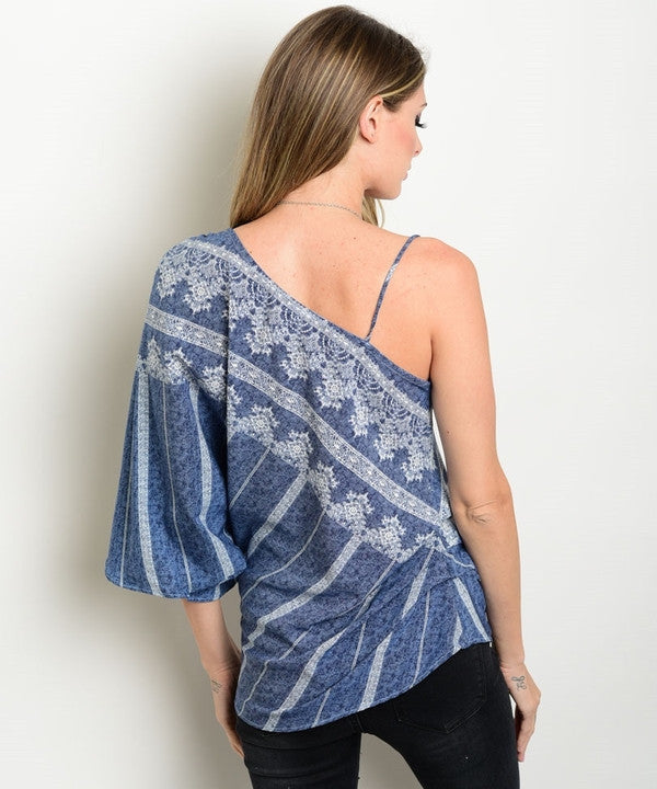 Z-SNOWFLAKE ONE SHOULDER TOP-SOLD-SOLD-Daring Diva Australia