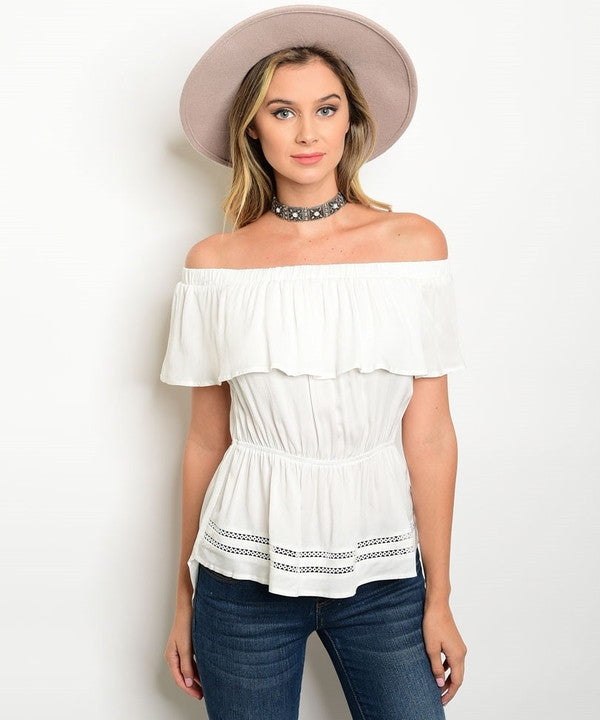 Z-IVORY OFF SHOULDER TOP-SOLD-SOLD-Daring Diva Australia