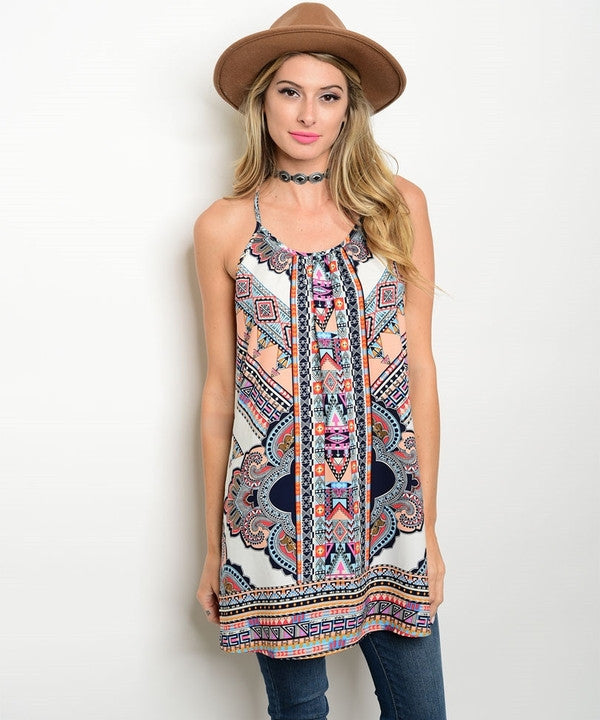 Z-IVORY MULTI TUNIC TOP-SOLD-SOLD-Daring Diva Australia