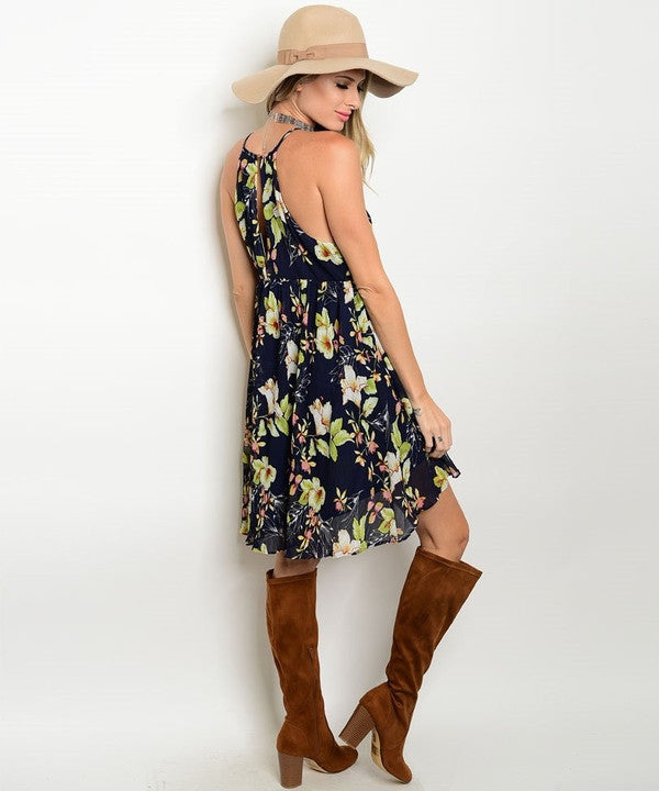 Z-WHITE TULIP NAVY DRESS-SOLD-SOLD-Daring Diva Australia