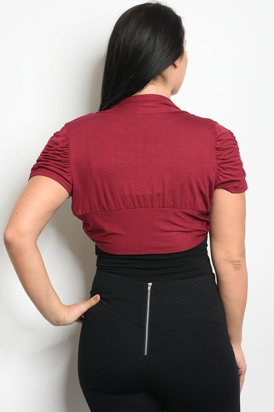Z-Rita Ruched Bolero Wine-SOLD-SOLD-Daring Diva Australia