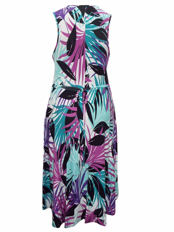 Z-Sleeveless Palm Print Jersey Dress-SOLD-SOLD-Daring Diva Australia