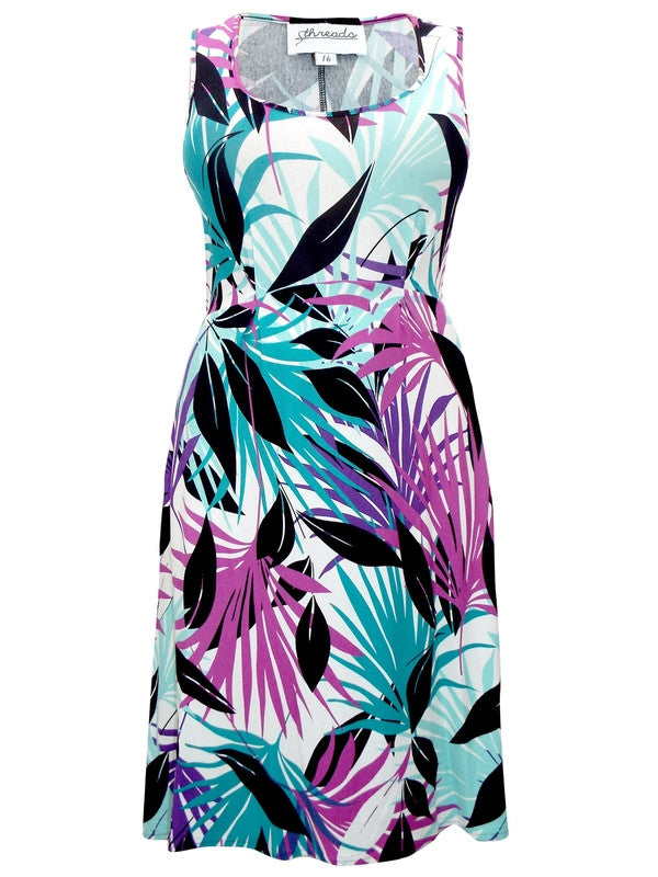 Z-Sleeveless Palm Print Jersey Dress-SOLD-SOLD-Daring Diva Australia