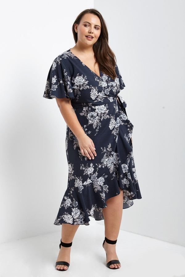Denny Ruffle Wrap Midi Dress-SOLD-SOLD-Daring Diva Australia