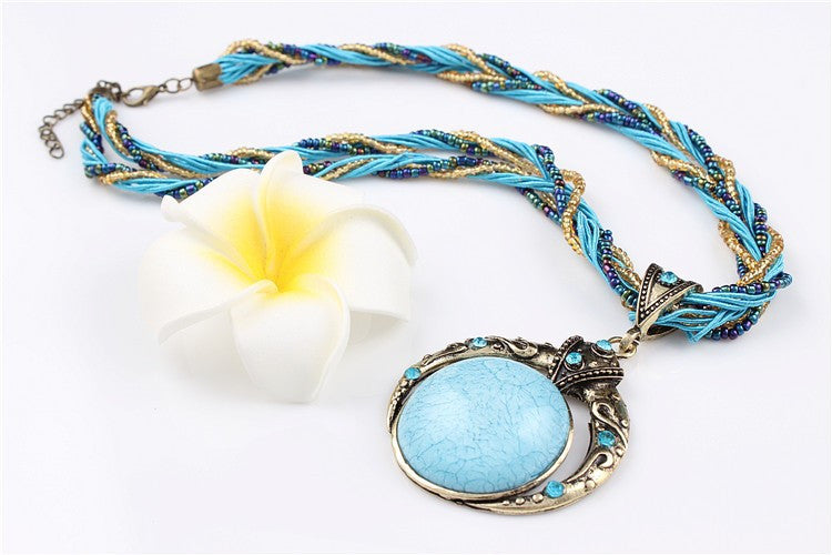 Z-Bohemian Bead Choker Moon Necklace-SOLD-SOLD-Daring Diva Australia