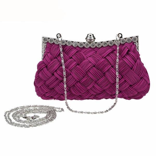 Z-Rhinestone Braid Evening Clutch Pink-SOLD-SOLD-Daring Diva Australia
