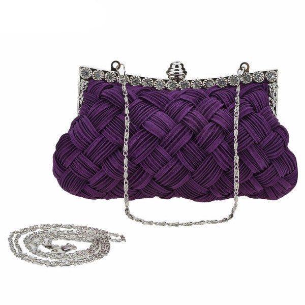 Z-Rhinestone Braid Evening Clutch Purple-SOLD-SOLD-Daring Diva Australia