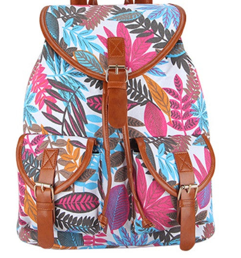 Z-Canvas Weave Print Backpack Autumn Leaves-SOLD-SOLD-Daring Diva Australia