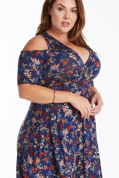 Z-Mandy Cold Shoulder Floral Dress-SOLD-SOLD-Daring Diva Australia