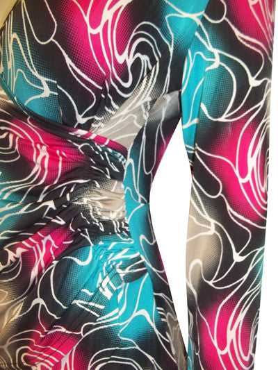 Z-Ruched Panel Swirl Print Top-SOLD-SOLD-Daring Diva Australia