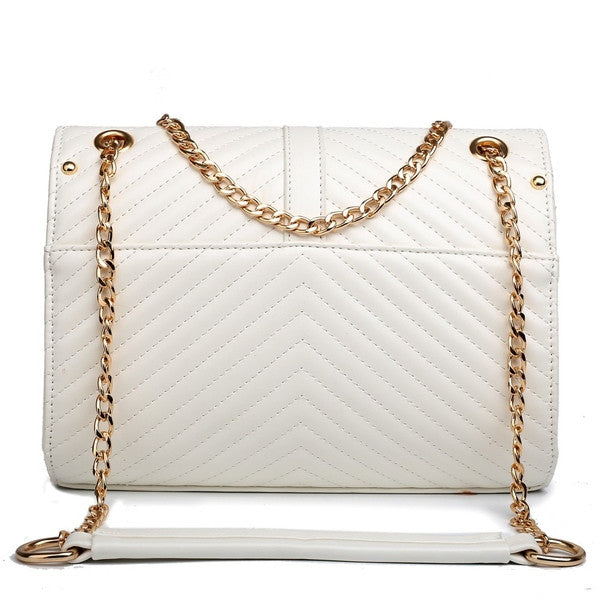 Z-QUILTED CHAIN SHOULDER BAG IVORY-SOLD-SOLD-Daring Diva Australia