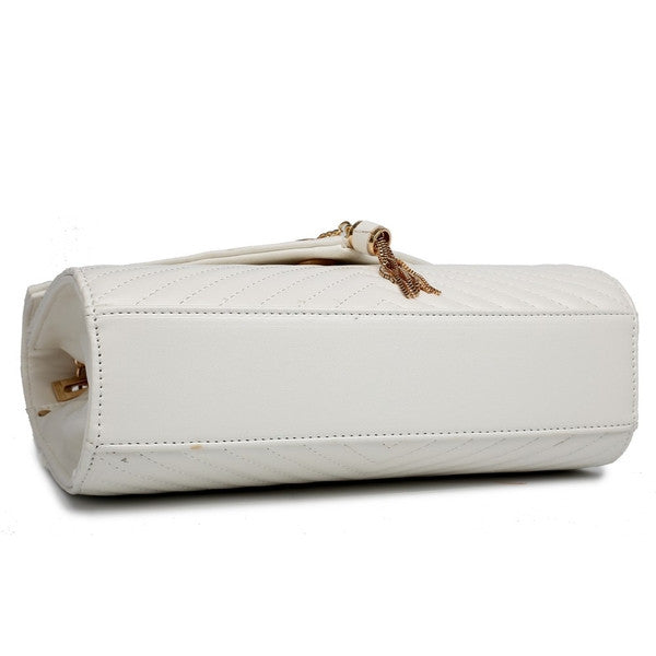 Z-QUILTED CHAIN SHOULDER BAG IVORY-SOLD-SOLD-Daring Diva Australia