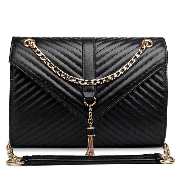 Z-QUILTED CHAIN SHOULDER BAG BLACK-SOLD-SOLD-Daring Diva Australia