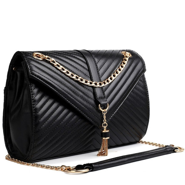 Z-QUILTED CHAIN SHOULDER BAG BLACK-SOLD-SOLD-Daring Diva Australia