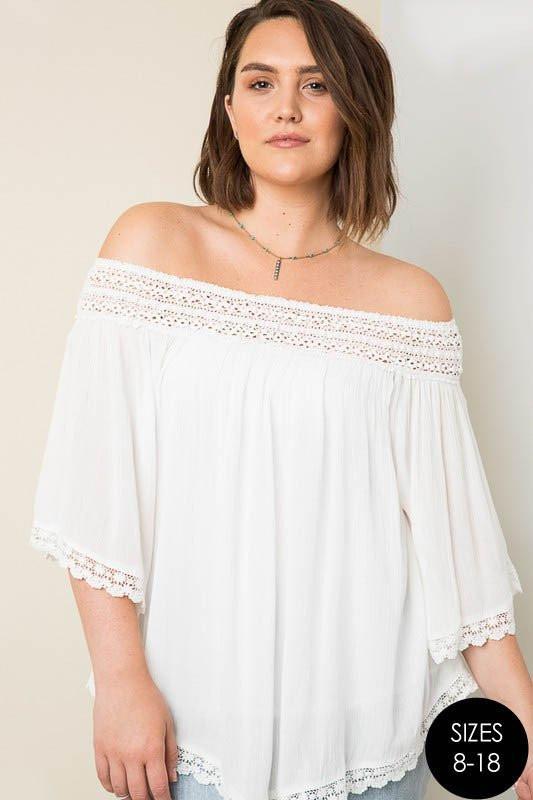 Z-Lace Trim Off Shoulder Top-SOLD-SOLD-Daring Diva Australia