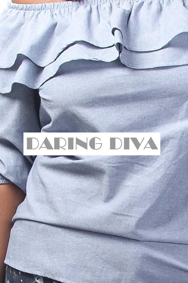 Z-Denim Ruffle Off Shoulder Top-SOLD-SOLD-Daring Diva Australia