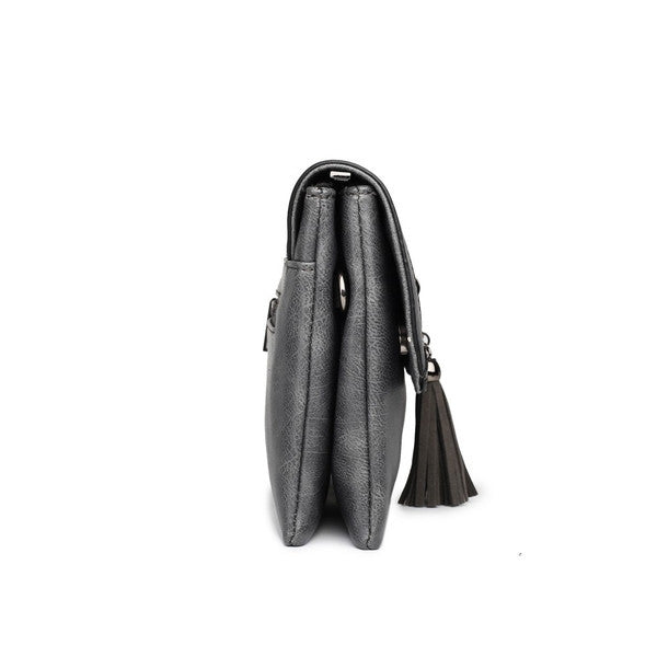Z-TASSEL FRONT EVENING BAG CHARCOAL-SOLD-SOLD-Daring Diva Australia