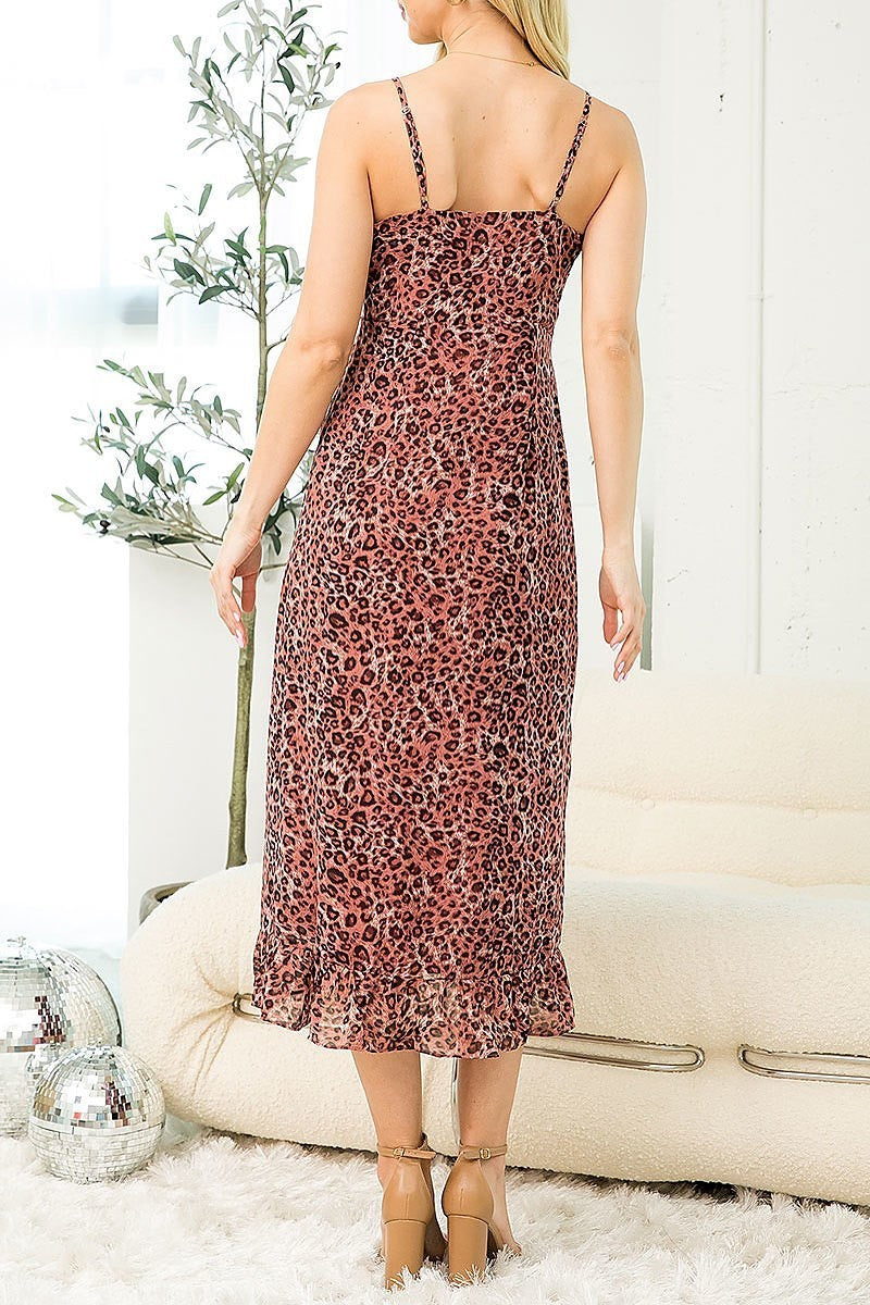 Leopard Print Ruffle Dress