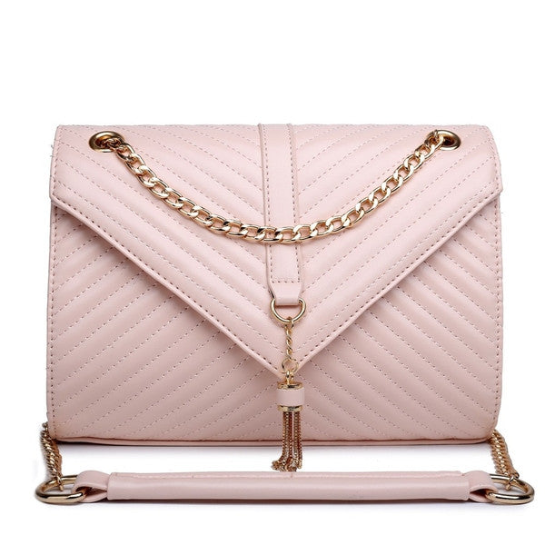 Z-QUILTED CHAIN SHOULDER BAG PINK-SOLD-SOLD-Daring Diva Australia