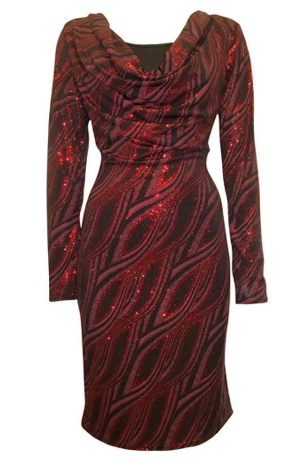 Cowl Neck Glitter Wave Midi Dress-SOLD-SOLD-Daring Diva Australia