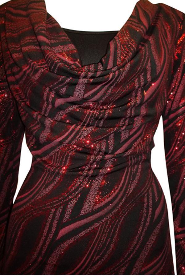 Cowl Neck Glitter Wave Midi Dress-SOLD-SOLD-Daring Diva Australia
