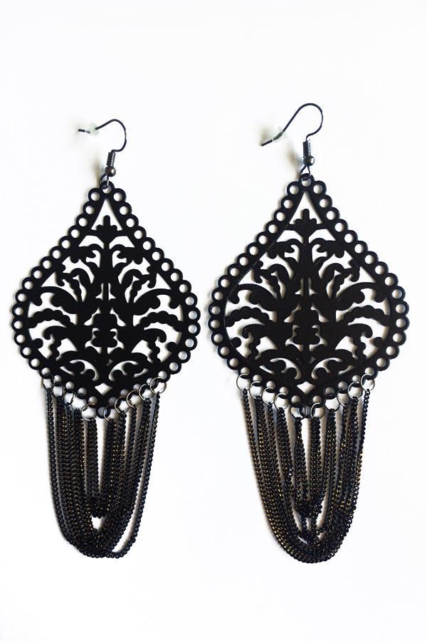 Loop Tassel Design Earrings-Jewellery-Jewellery-Black-Daring Diva Australia, jewellery, jewelry, rings, earrings, necklaces, bracelet, bangles, choker, fashion jewellery, accessories, gold jewelry, silver jewellery, cheap jewellery, jewellery stores, imitation jewellery, fashion earrings, fashion rings, fashion necklace, costume jewellery, women’s jewellery, earrings for women, gold necklace for women, gold ring for women, women ring, silver necklace for women, silver ring for women, black earrings